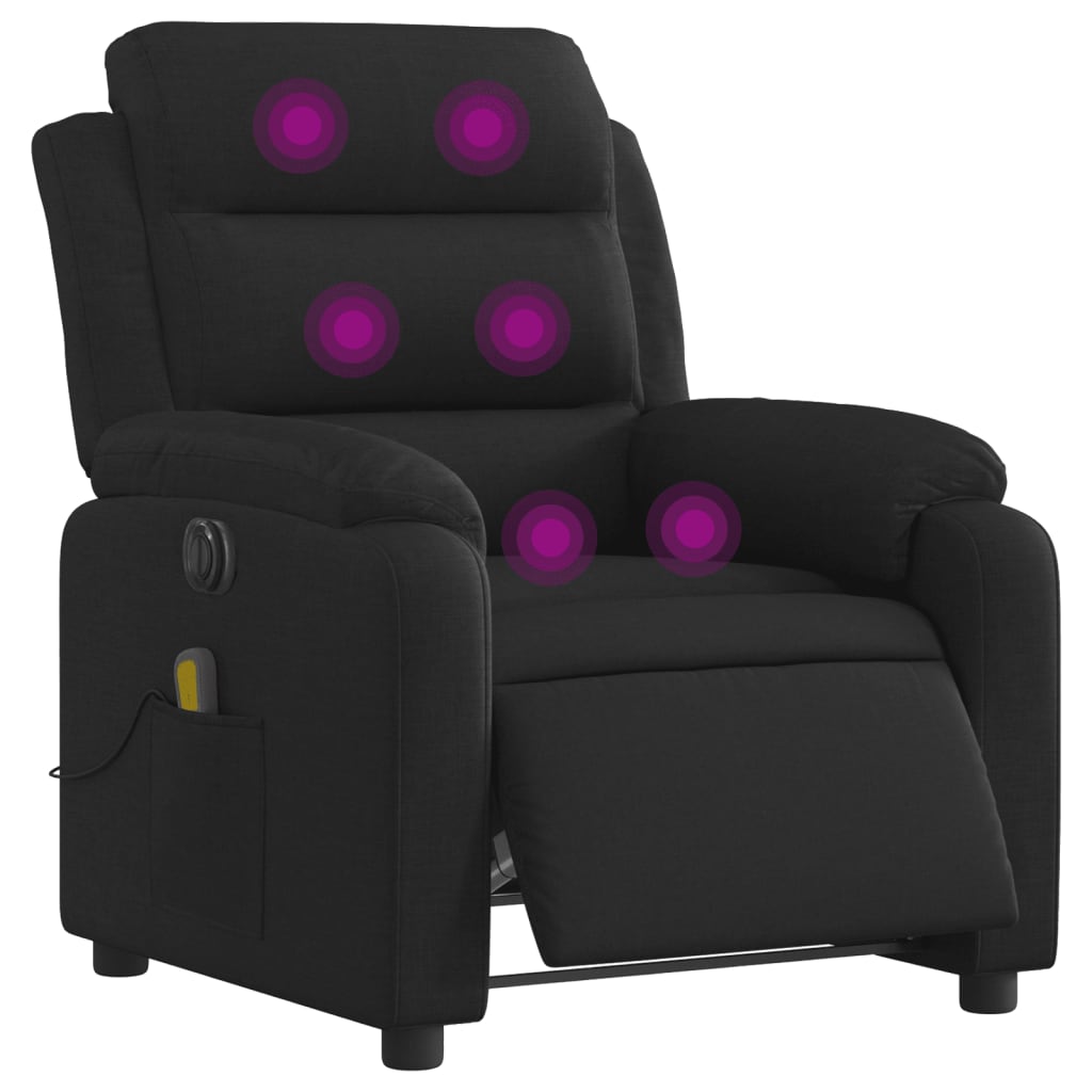 vidaXL Fotoliu electric de masaj rabatabil, negru, textil vidaXL Fotoliu electric de masaj rabatabil, negru, textil