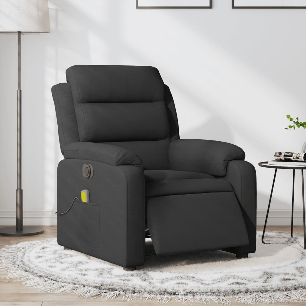 vidaXL Fotoliu electric de masaj rabatabil, negru, textil vidaXL Fotoliu electric de masaj rabatabil, negru, textil