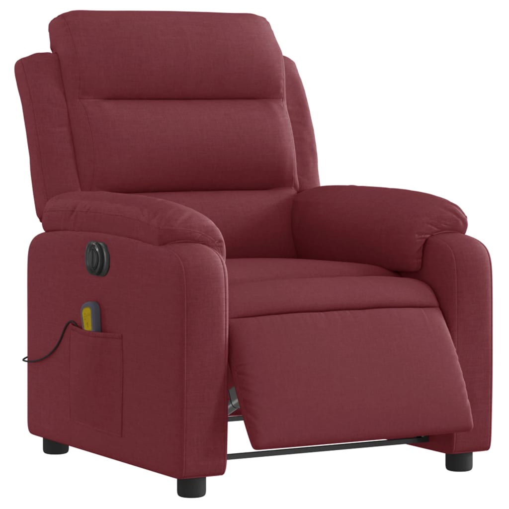 vidaXL Fotoliu electric de masaj rabatabil, roșu vin, textil vidaXL Fotoliu electric de masaj rabatabil, roșu vin, textil