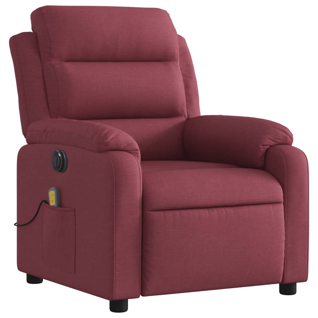 vidaXL Fotoliu electric de masaj rabatabil, roșu vin, textil vidaXL Fotoliu electric de masaj rabatabil, roșu vin, textil