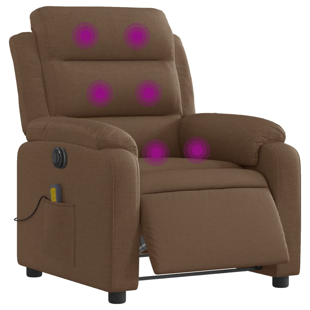 vidaXL Fotoliu electric de masaj rabatabil, maro, textil