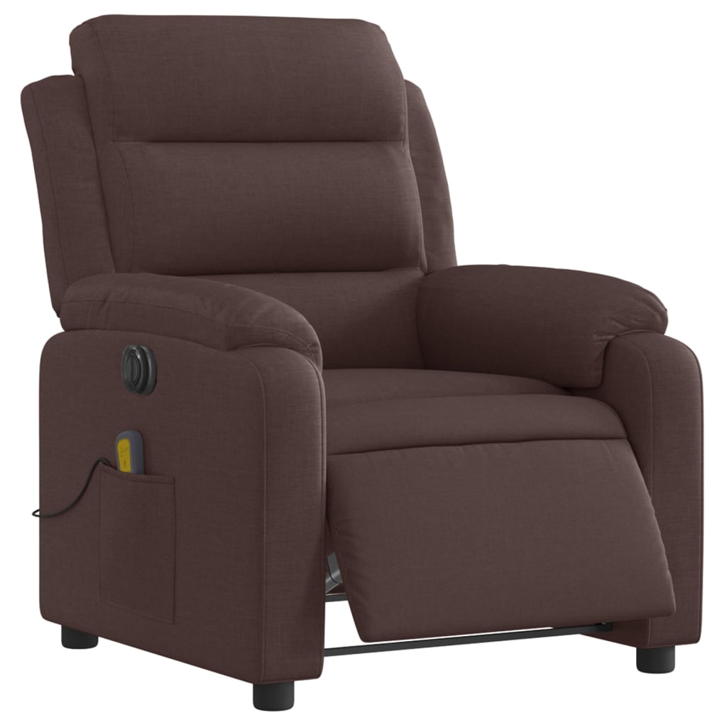 vidaXL Fotoliu electric de masaj rabatabil, maro închis, textil