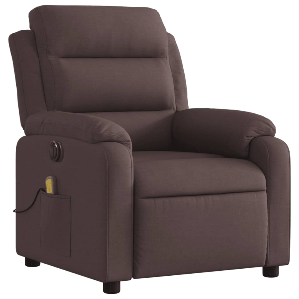 vidaXL Fotoliu electric de masaj rabatabil, maro închis, textil