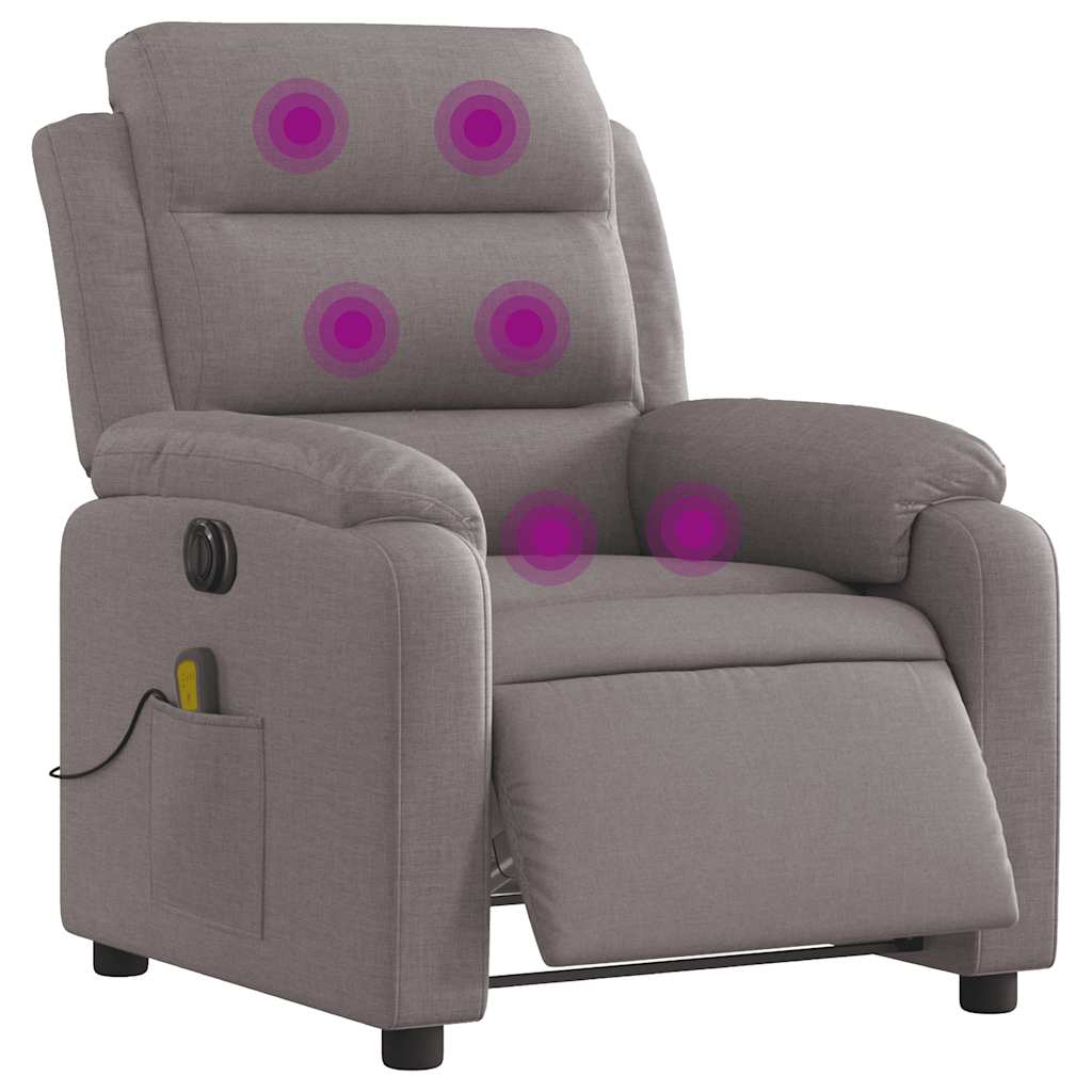 vidaXL Fotoliu electric de masaj rabatabil, gri taupe, textil