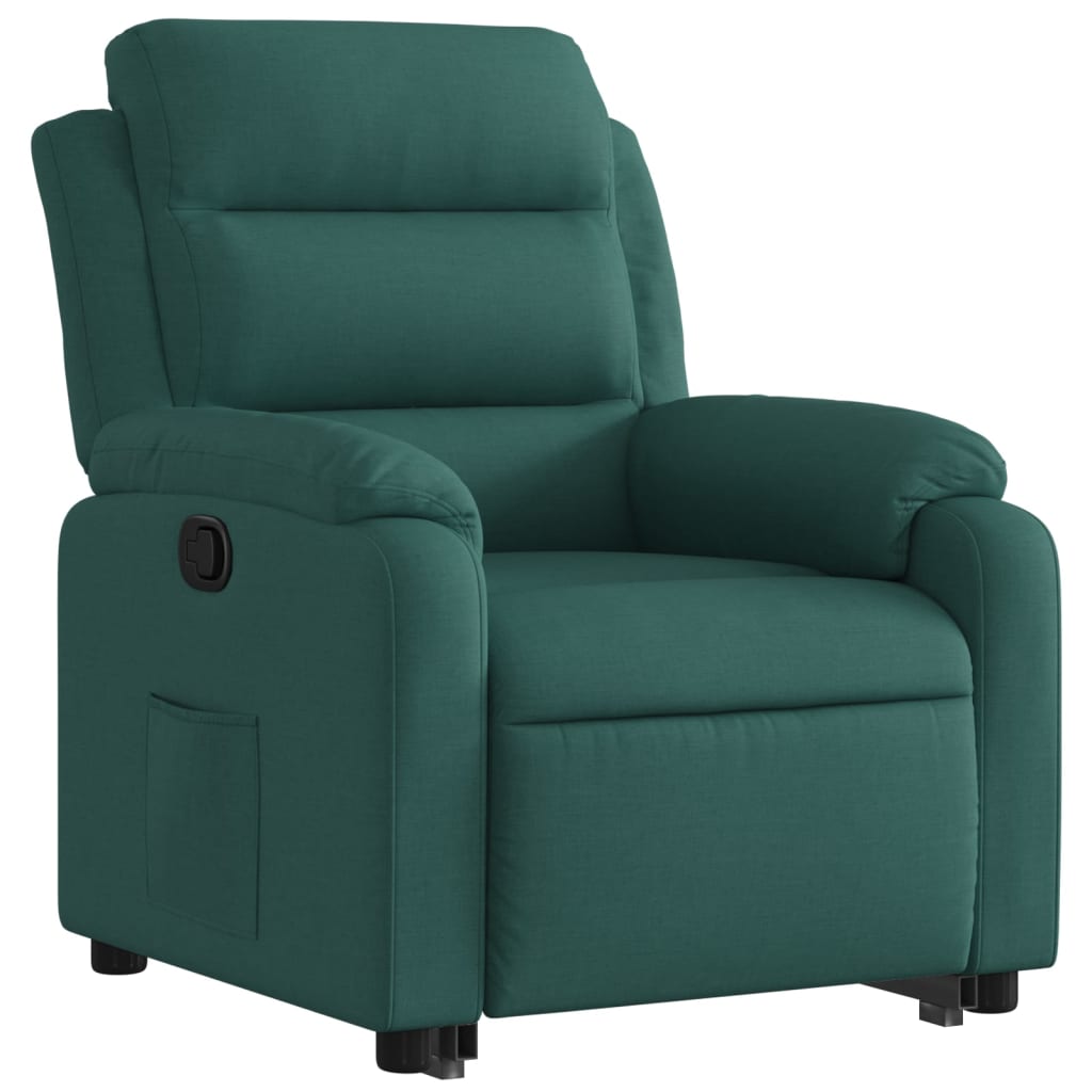 vidaXL Fotoliu rabatabil ridicare pe verticală, verde închis, textil vidaXL Fotoliu rabatabil ridicare pe verticală, verde închis, textil
