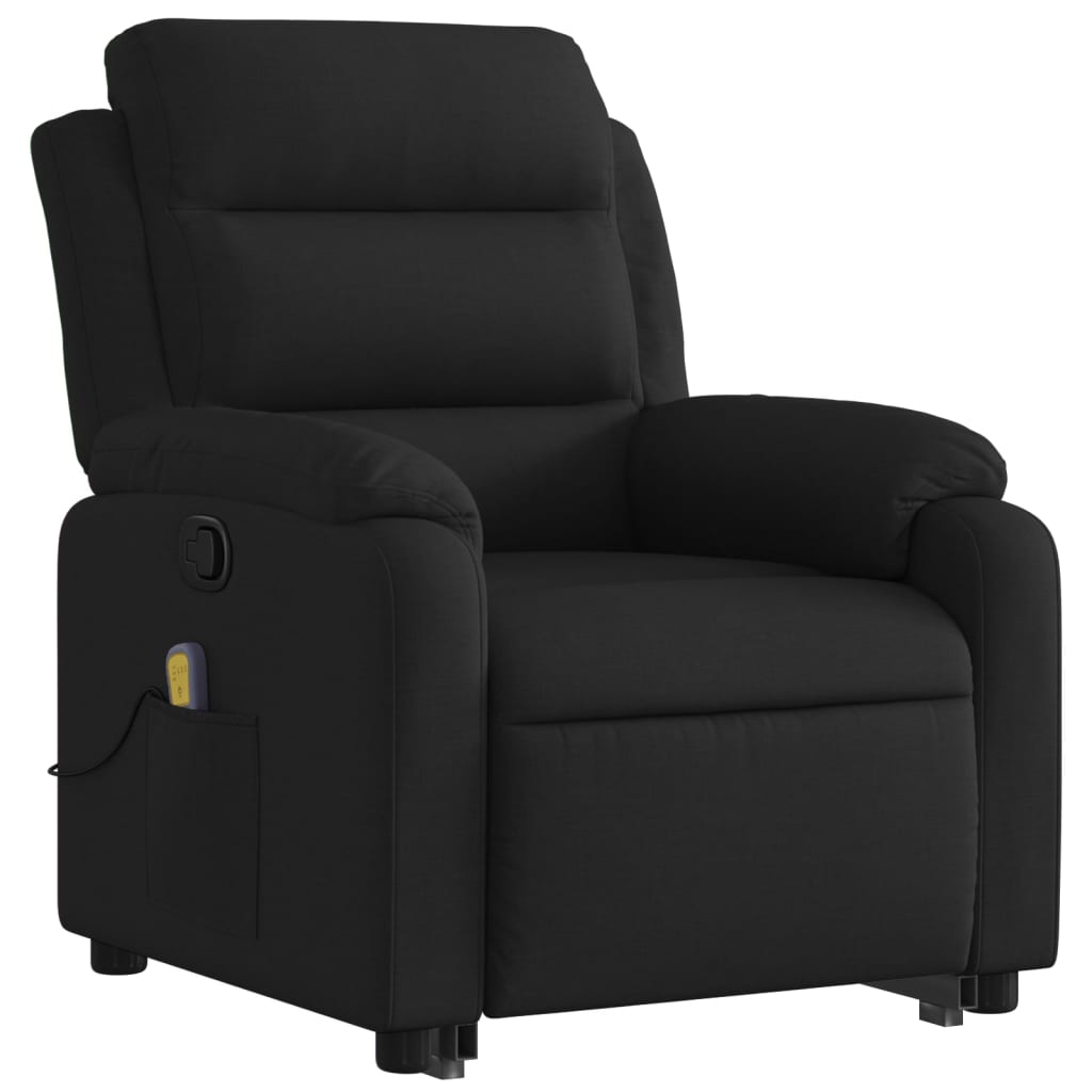 vidaXL Fotoliu rabatabil de masaj, cu ridicare, negru, material textil