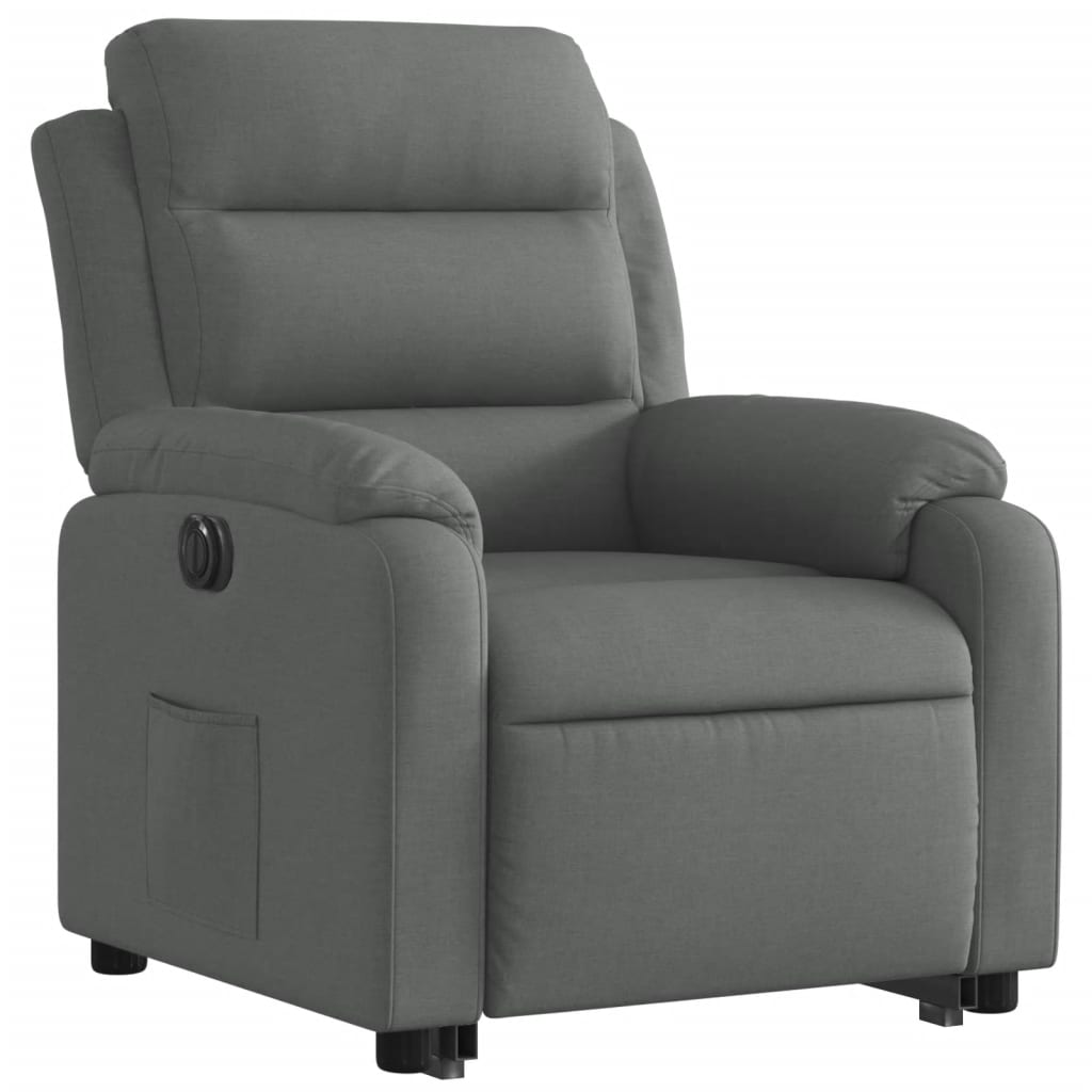 vidaXL Fotoliu electric rabatabil cu ridicare, gri închis, textil