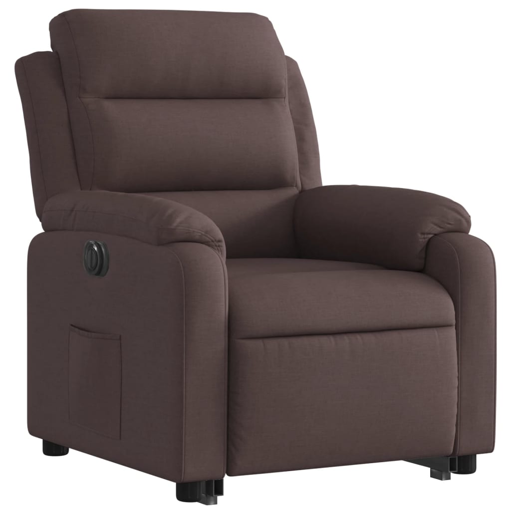 vidaXL Fotoliu electric rabatabil cu ridicare, maro închis, textil