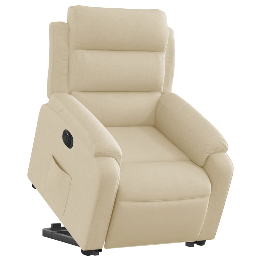 vidaXL Fotoliu electric rabatabil cu ridicare, crem, textil