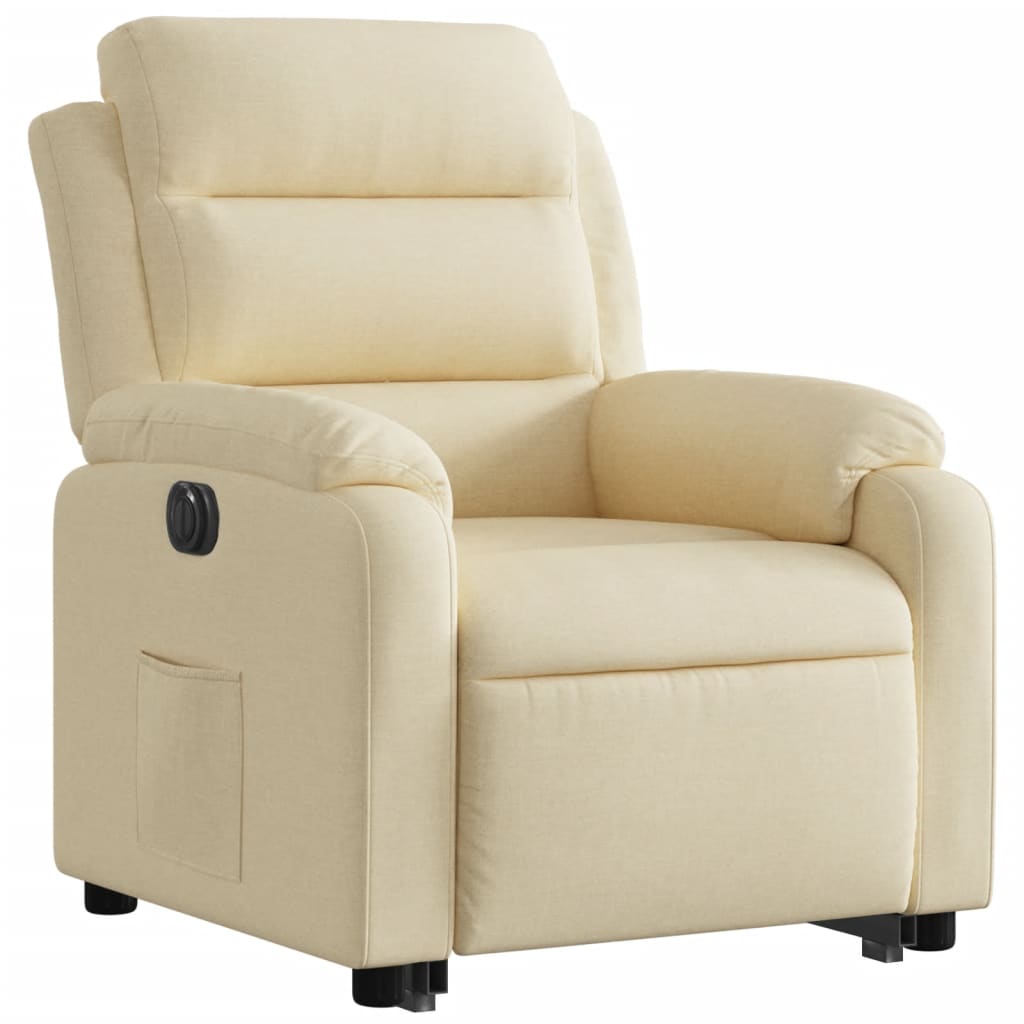 vidaXL Fotoliu electric rabatabil cu ridicare, crem, textil