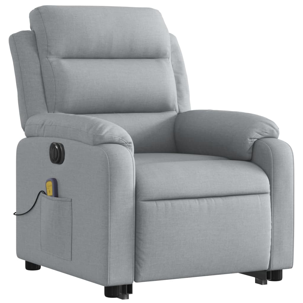 vidaXL Fotoliu electric masaj rabatabil cu ridicare, gri închis textil