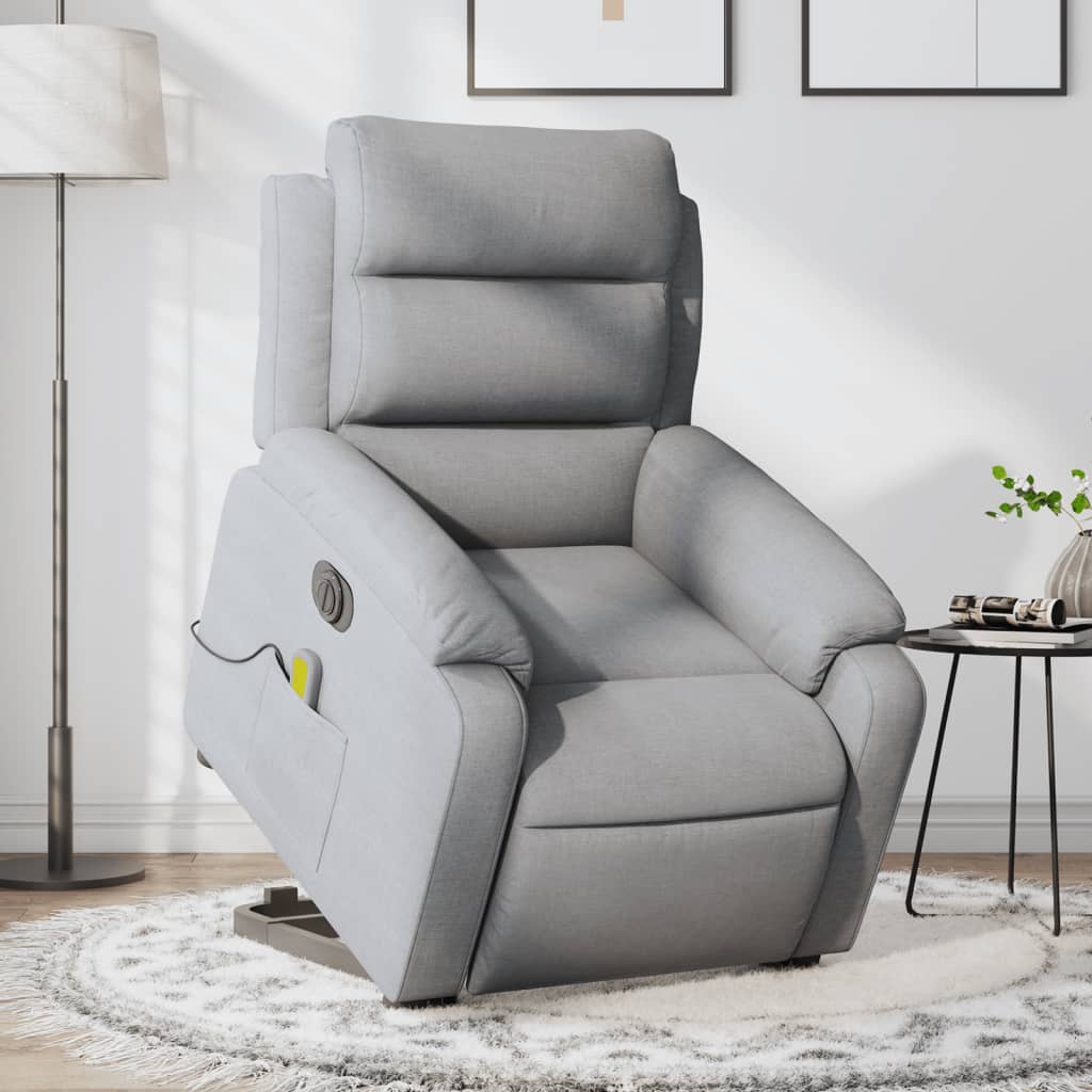 vidaXL Fotoliu electric masaj rabatabil cu ridicare, gri închis textil