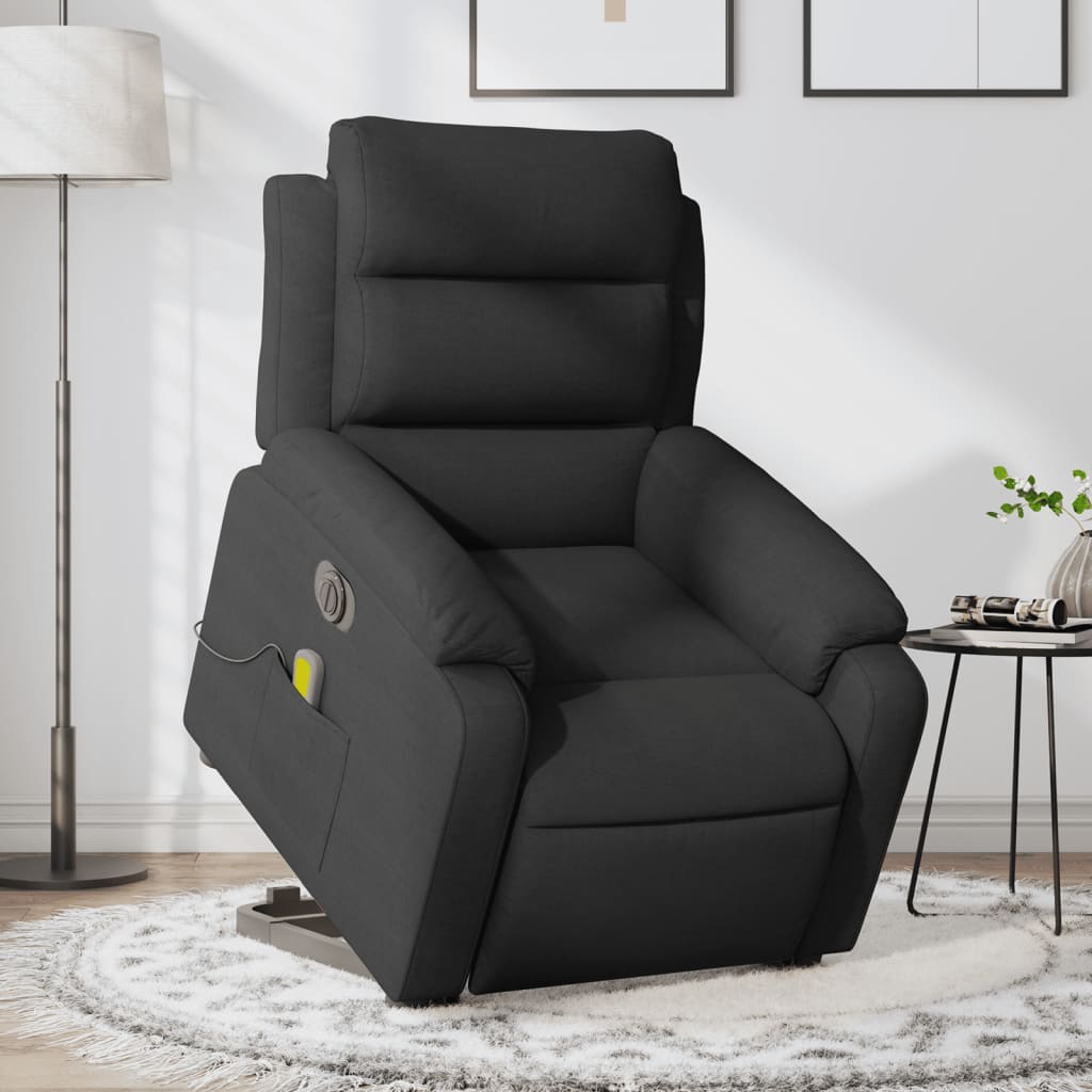 vidaXL Fotoliu electric de masaj rabatabil cu ridicare, negru, textil