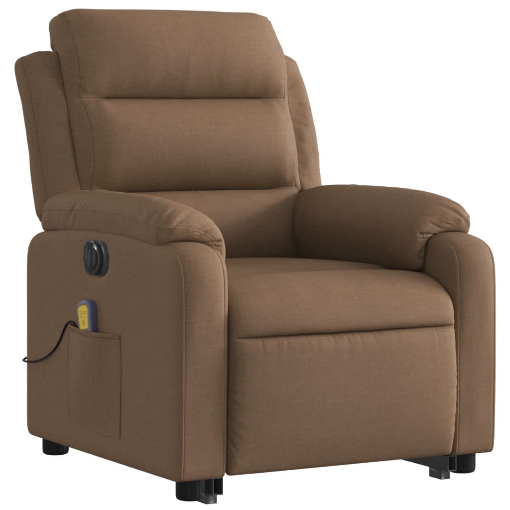 vidaXL Fotoliu electric de masaj rabatabil cu ridicare, maro, textil