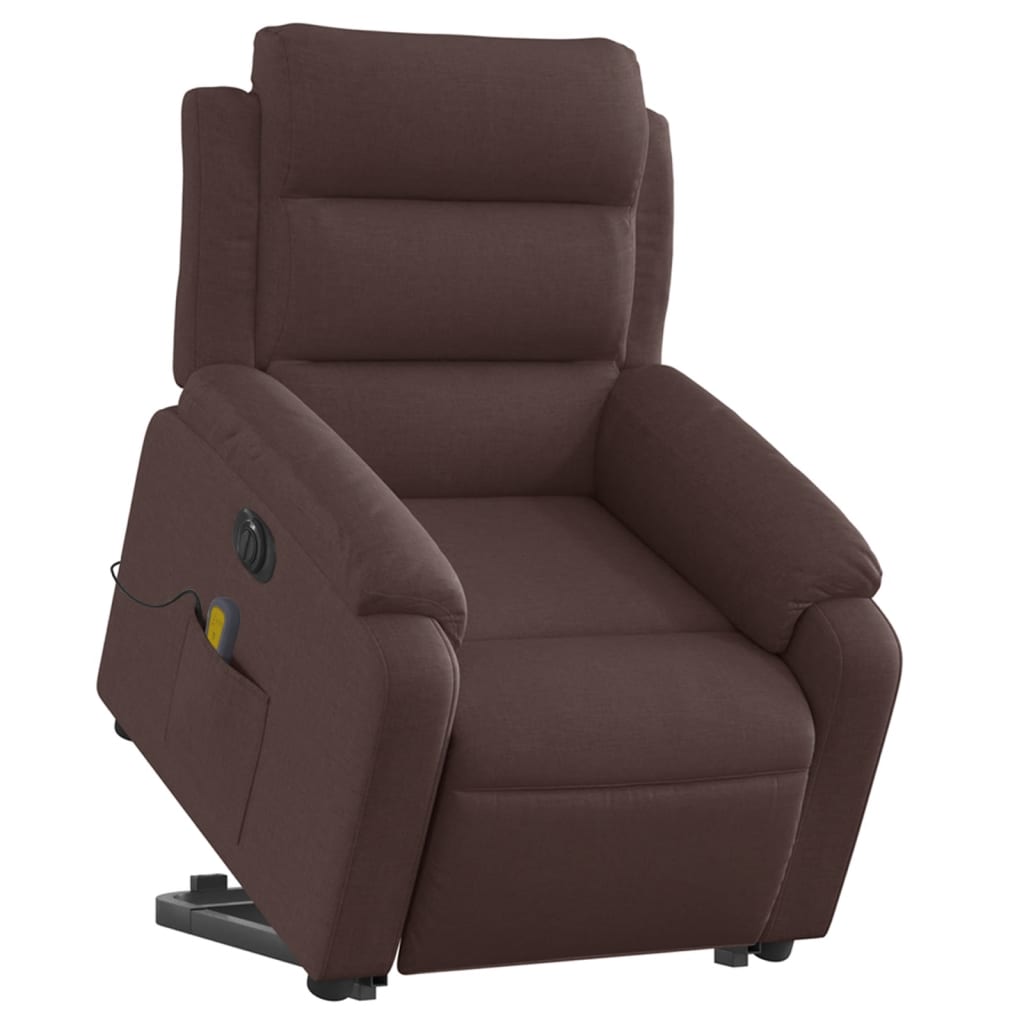 vidaXL Fotoliu electric masaj rabatabil cu ridicare maro închis textil vidaXL Fotoliu electric masaj rabatabil cu ridicare maro închis textil
