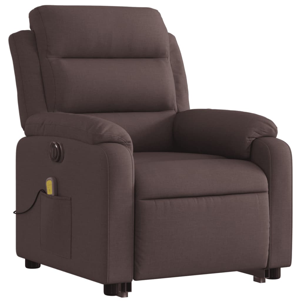vidaXL Fotoliu electric masaj rabatabil cu ridicare maro închis textil vidaXL Fotoliu electric masaj rabatabil cu ridicare maro închis textil