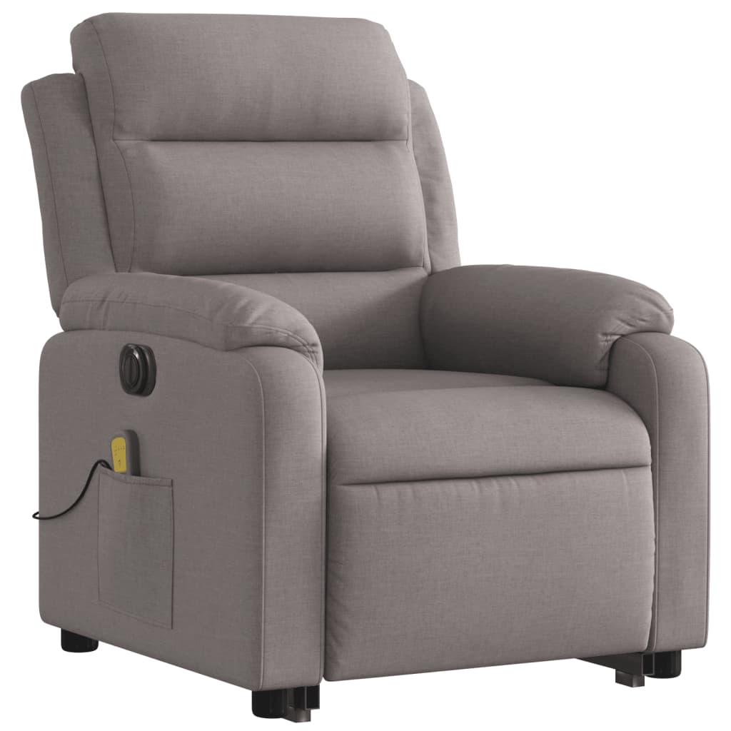 vidaXL Fotoliu electric masaj rabatabil cu ridicare, gri taupe, textil