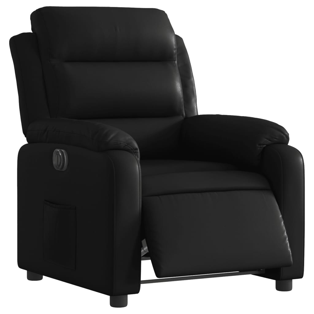 vidaXL Fotoliu rabatabil electric, negru, piele ecologică