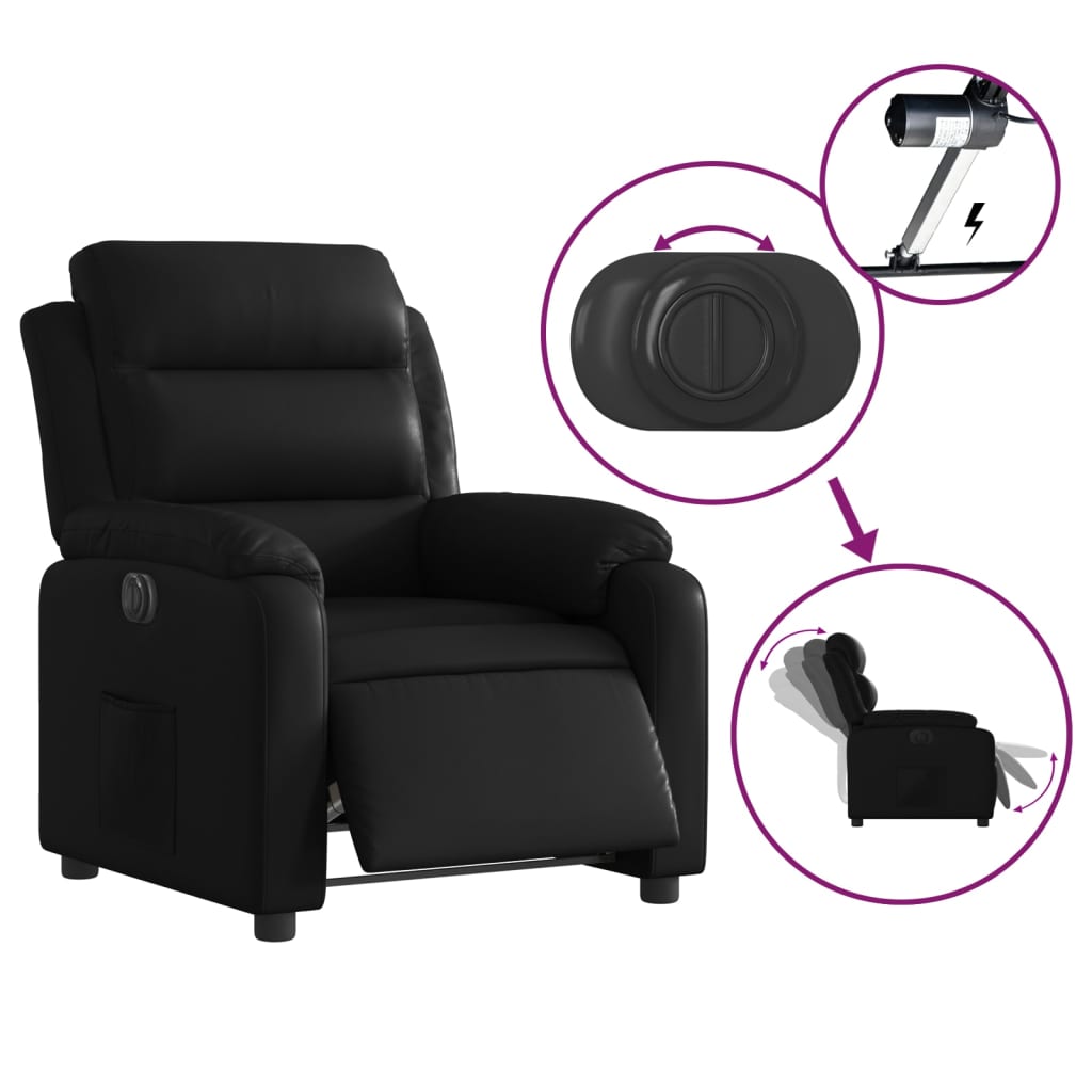 vidaXL Fotoliu rabatabil electric, negru, piele ecologică