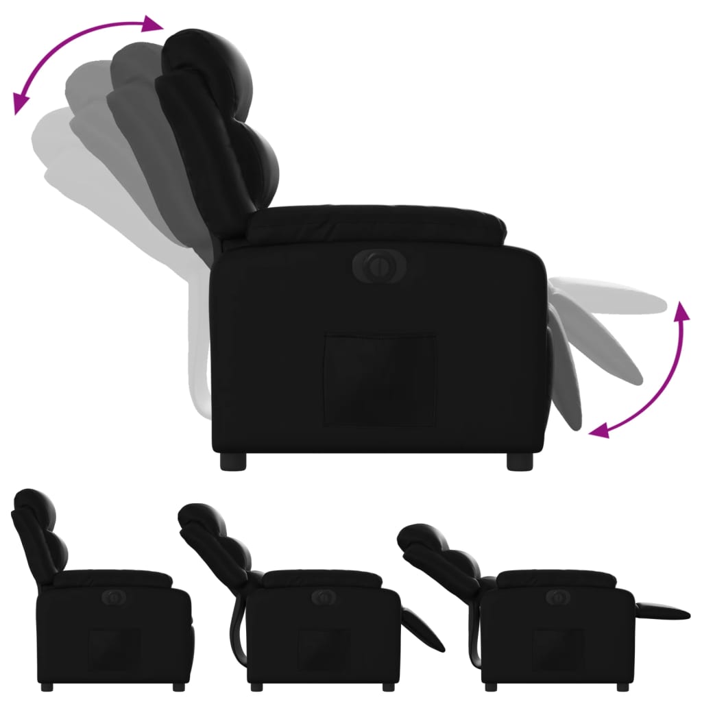 vidaXL Fotoliu rabatabil electric, negru, piele ecologică