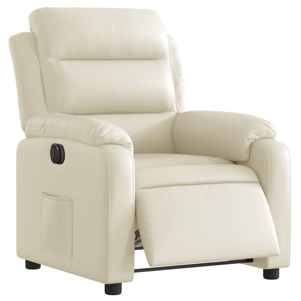 vidaXL Fotoliu rabatabil electric, crem, piele ecologică