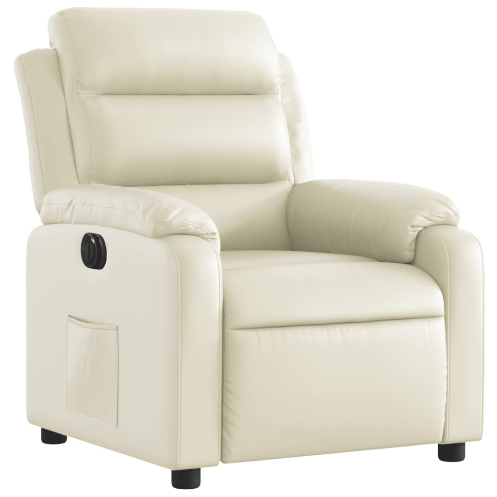 vidaXL Fotoliu rabatabil electric, crem, piele ecologică