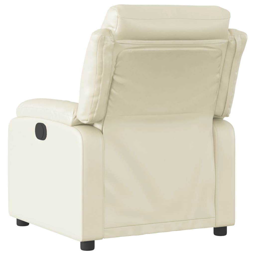 vidaXL Fotoliu rabatabil electric, crem, piele ecologică