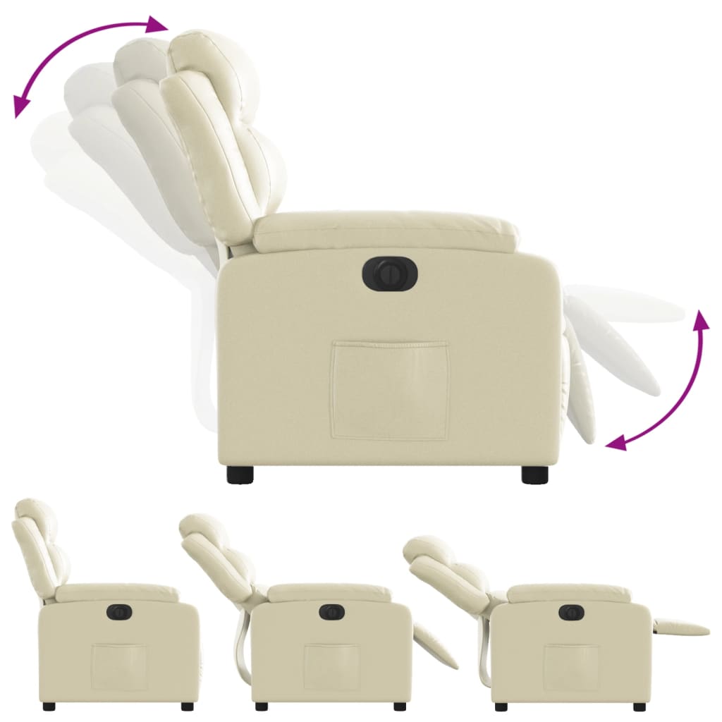 vidaXL Fotoliu rabatabil electric, crem, piele ecologică