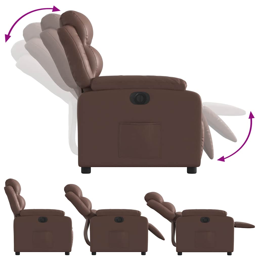 vidaXL Fotoliu rabatabil electric, maro, piele ecologică