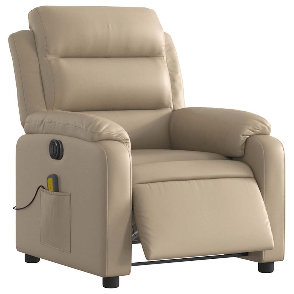 vidaXL Fotoliu electric masaj rabatabil, cappuccino, piele ecologică