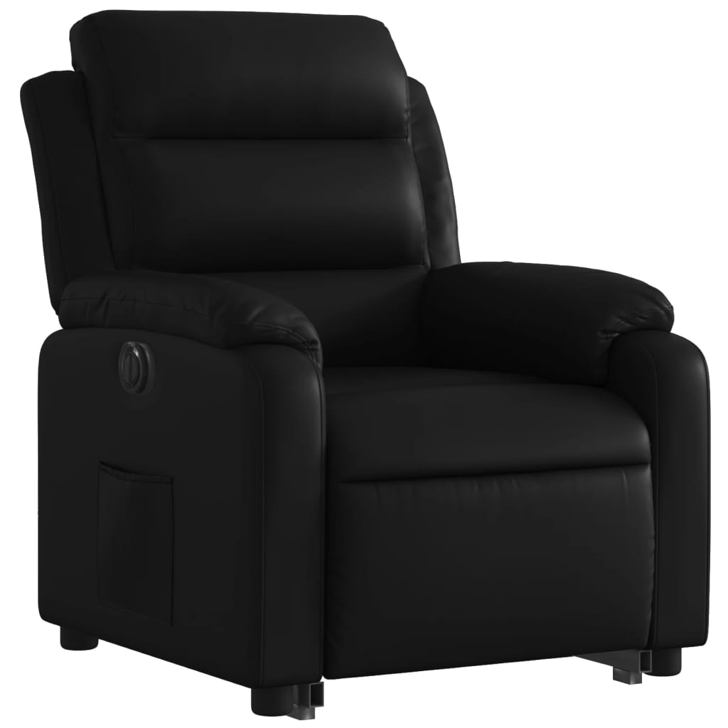 vidaXL Fotoliu rabatabil electric cu ridicare, negru, piele ecologică