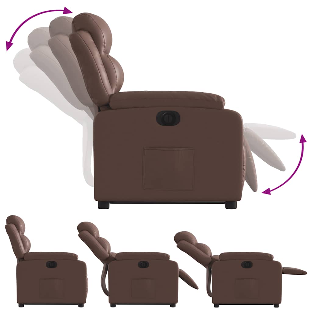 vidaXL Fotoliu rabatabil electric cu ridicare, maro, piele ecologică