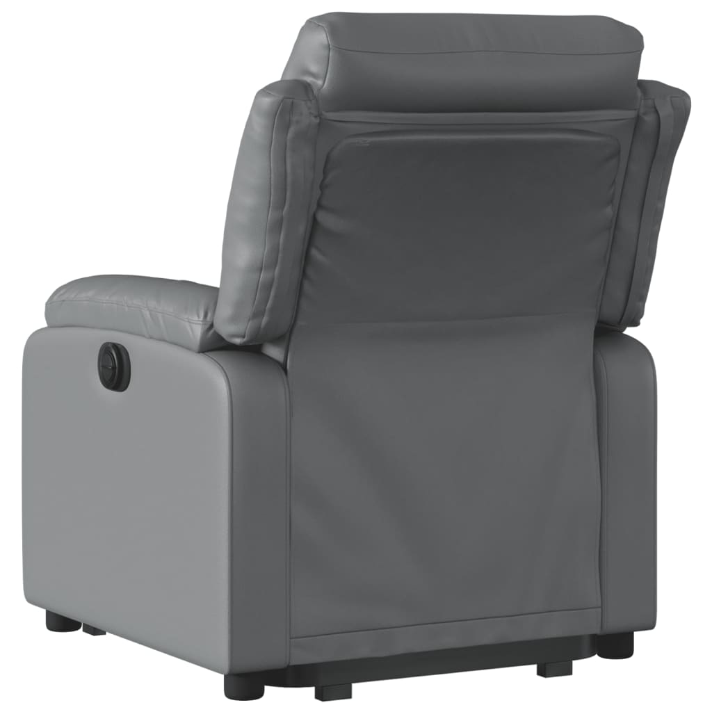 vidaXL Fotoliu rabatabil electric cu ridicare, gri, piele ecologică