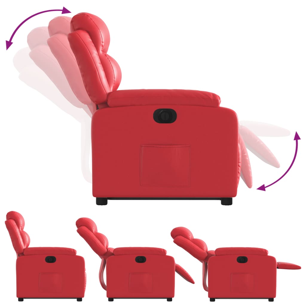 vidaXL Fotoliu rabatabil electric cu ridicare, roșu, piele ecologică