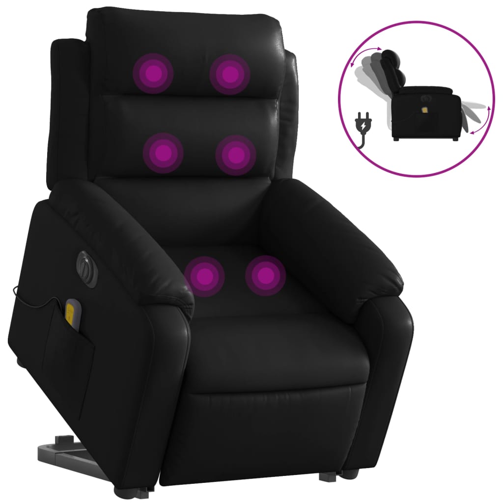 vidaXL Fotoliu electric masaj rabatabil cu ridicare, negru