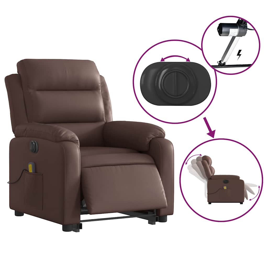 vidaXL Fotoliu electric masaj rabatabil cu ridicare, maro
