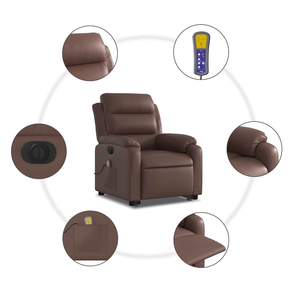 vidaXL Fotoliu electric masaj rabatabil cu ridicare, maro