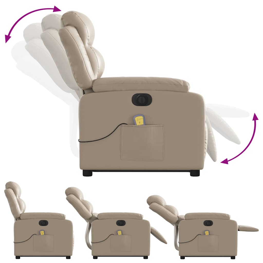 vidaXL Fotoliu electric masaj rabatabil cu ridicare, cappuccino