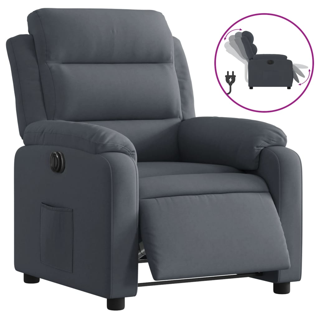 vidaXL Fotoliu rabatabil electric, gri închis, catifea