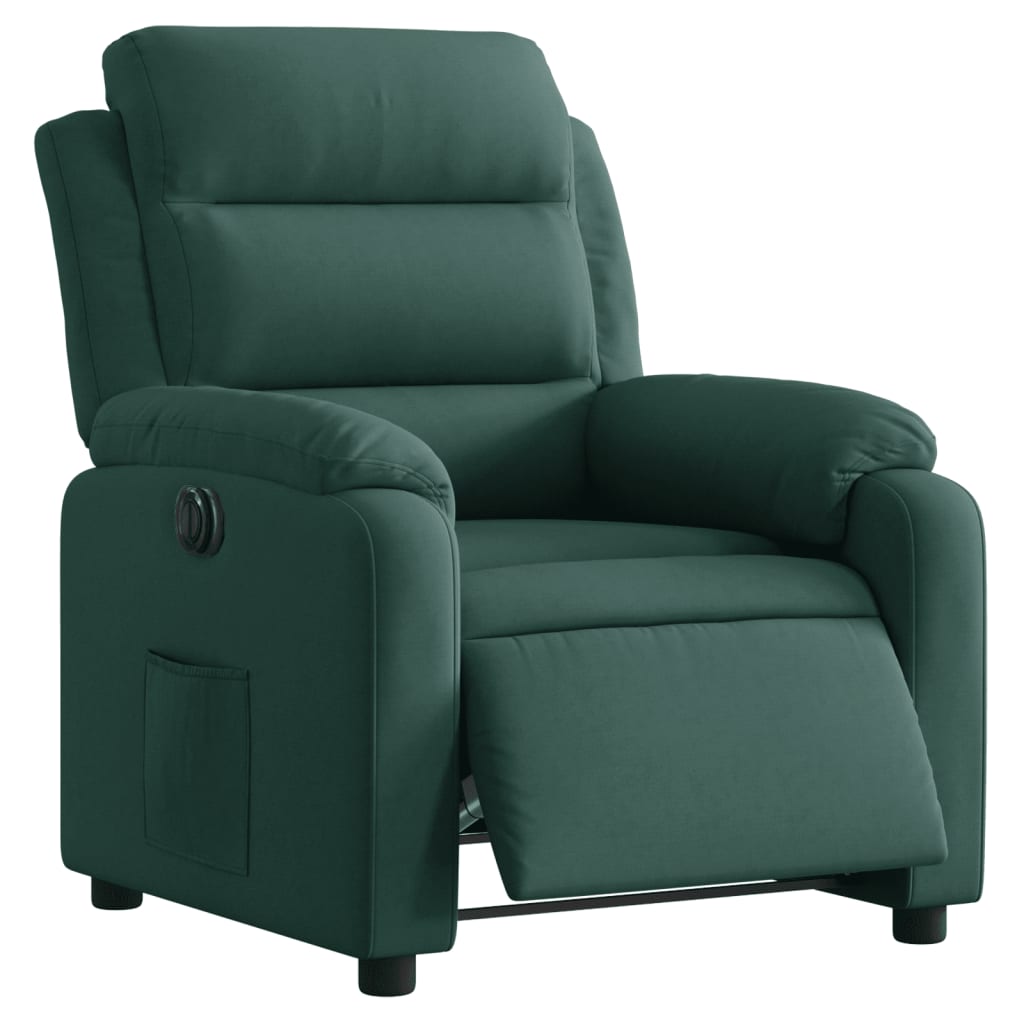 vidaXL Fotoliu rabatabil electric, verde închis, catifea