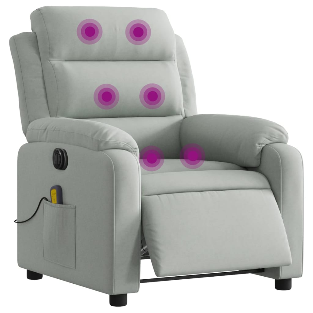 vidaXL Fotoliu electric de masaj rabatabil, gri deschis, catifea