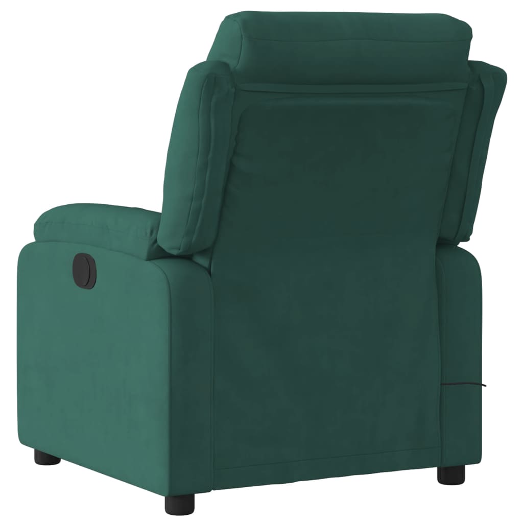 vidaXL Fotoliu electric de masaj rabatabil, verde închis, catifea vidaXL Fotoliu electric de masaj rabatabil, verde închis, catifea