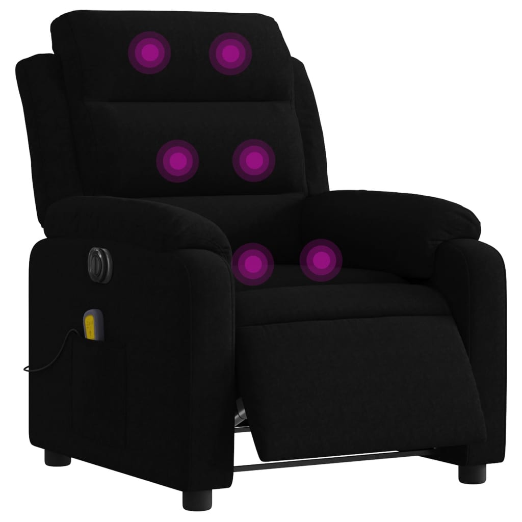 vidaXL Fotoliu electric de masaj rabatabil, negru, catifea