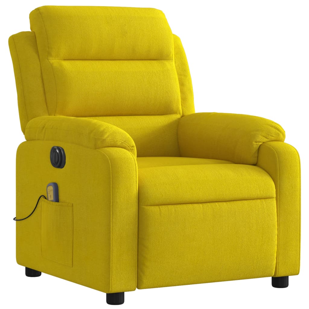 vidaXL Fotoliu de masaj electric rabatabil, galben, catifea vidaXL Fotoliu de masaj electric rabatabil, galben, catifea