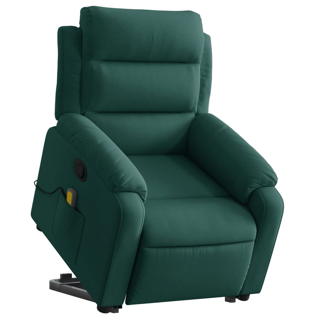 vidaXL Fotoliu de masaj cu ridicare, verde închis, catifea vidaXL Fotoliu de masaj cu ridicare, verde închis, catifea