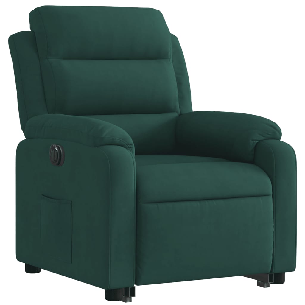 vidaXL Fotoliu electric rabatabil cu ridicare, verde închis, catifea