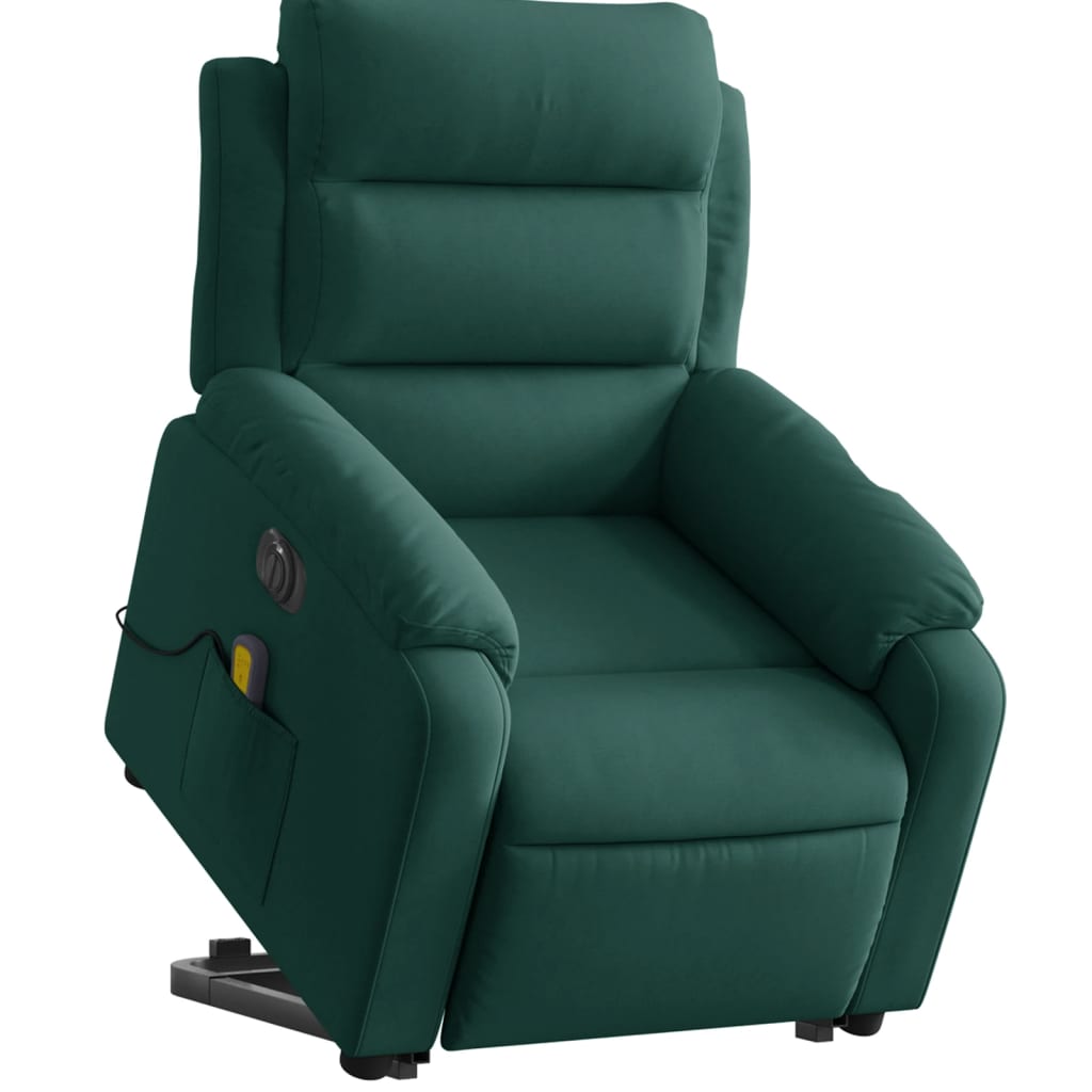 vidaXL Fotoliu electric masaj rabatabil/ridicare verde închis catifea
