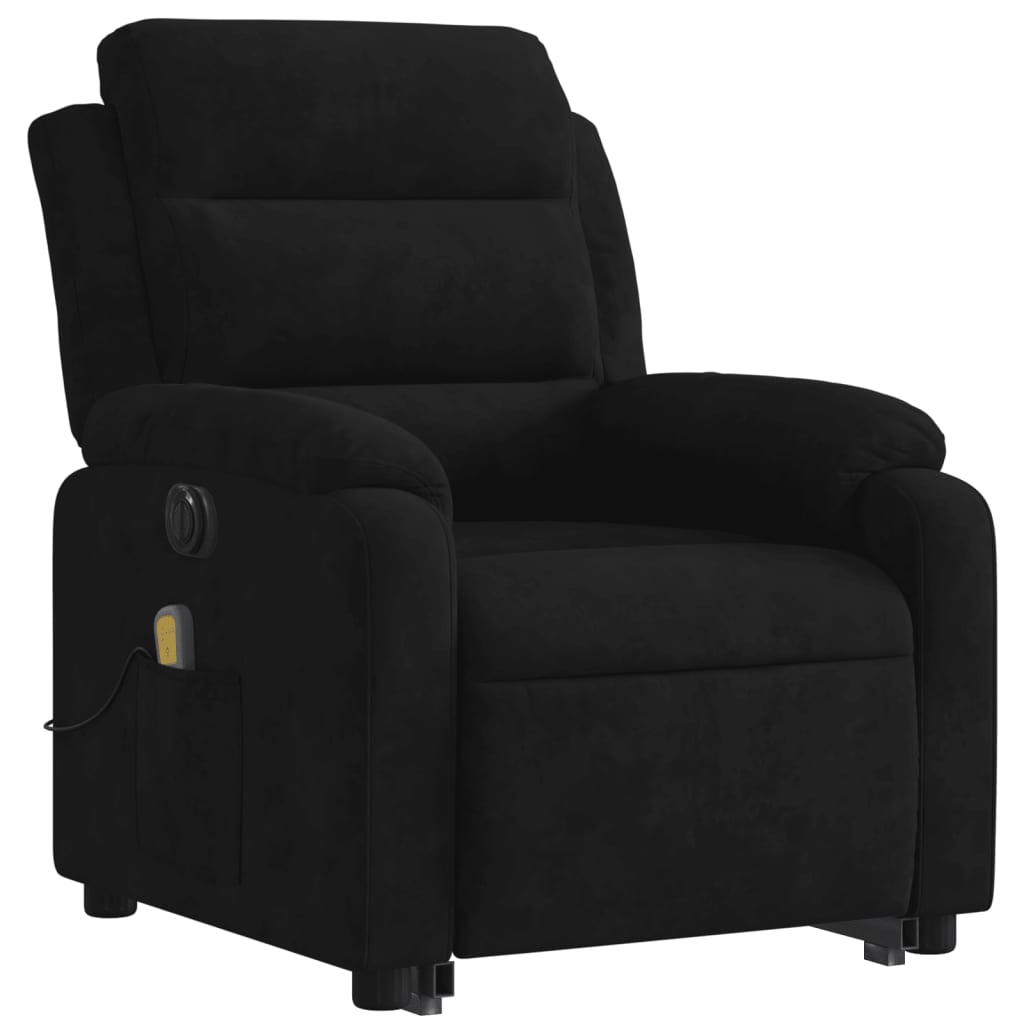 vidaXL Fotoliu electric de masaj rabatabil cu ridicare, negru, catifea