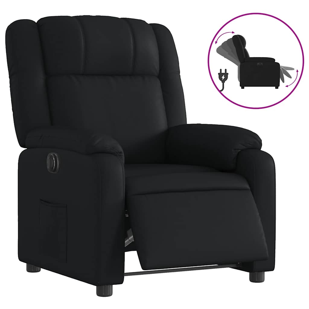 vidaXL Fotoliu rabatabil electric, negru, piele ecologică