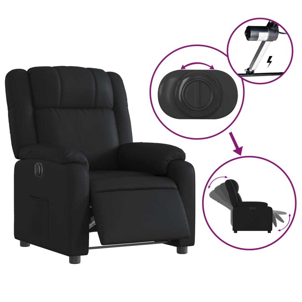 vidaXL Fotoliu rabatabil electric, negru, piele ecologică